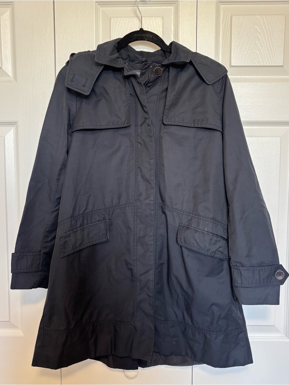 Zara Navy Blue Hooded Swing Rain Coat